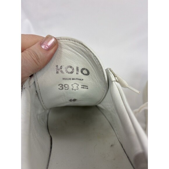 Koio Capri Triple White Leather Sneakers 39 Made in Italy Lace Up Minimalist - Picture 12 of 16